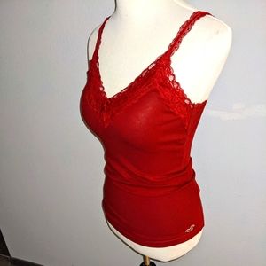 Hollister Ribbed Lace Trim Top